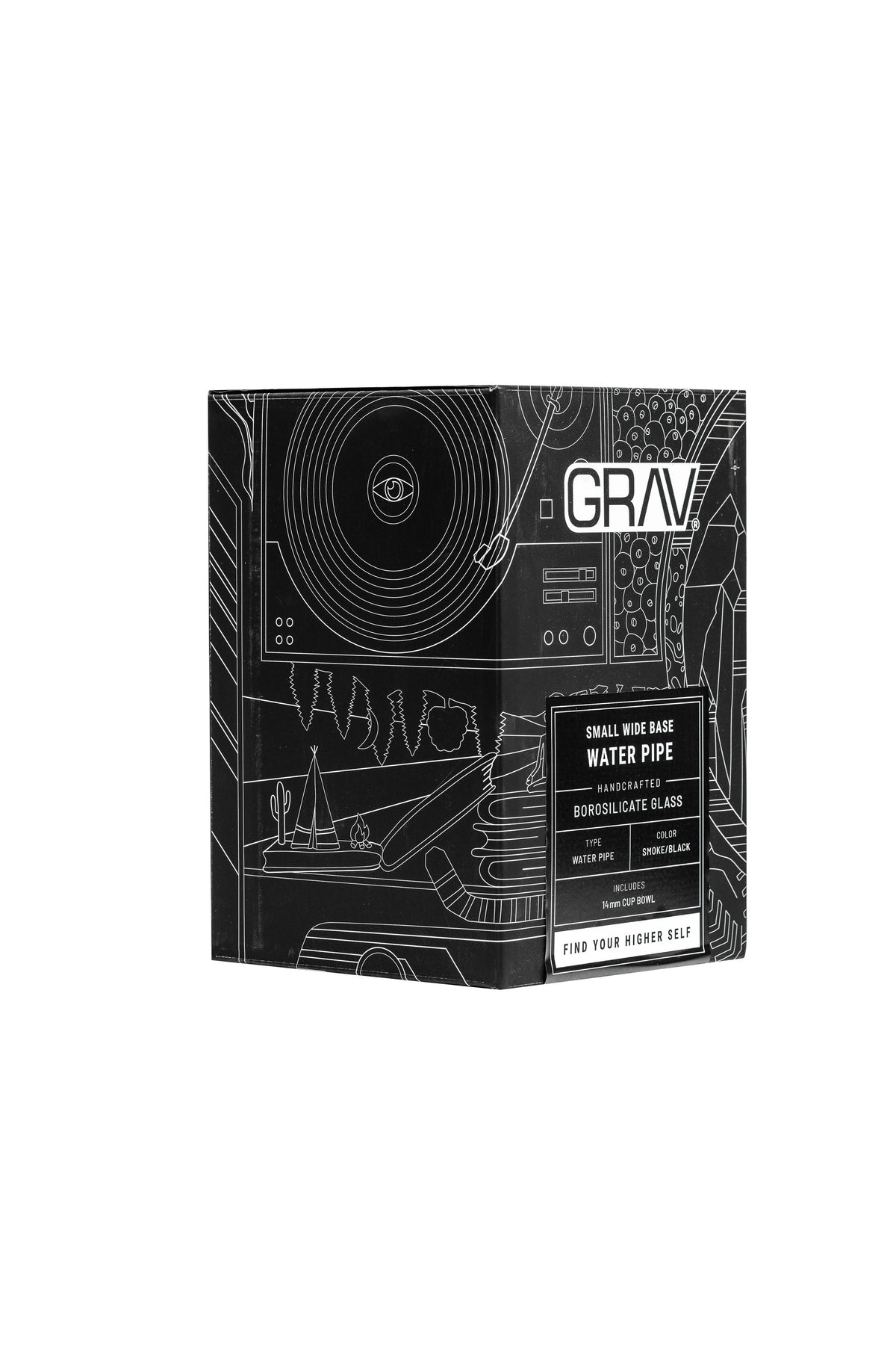 GRAV® Small Wide Base Bong - Black & Smoke