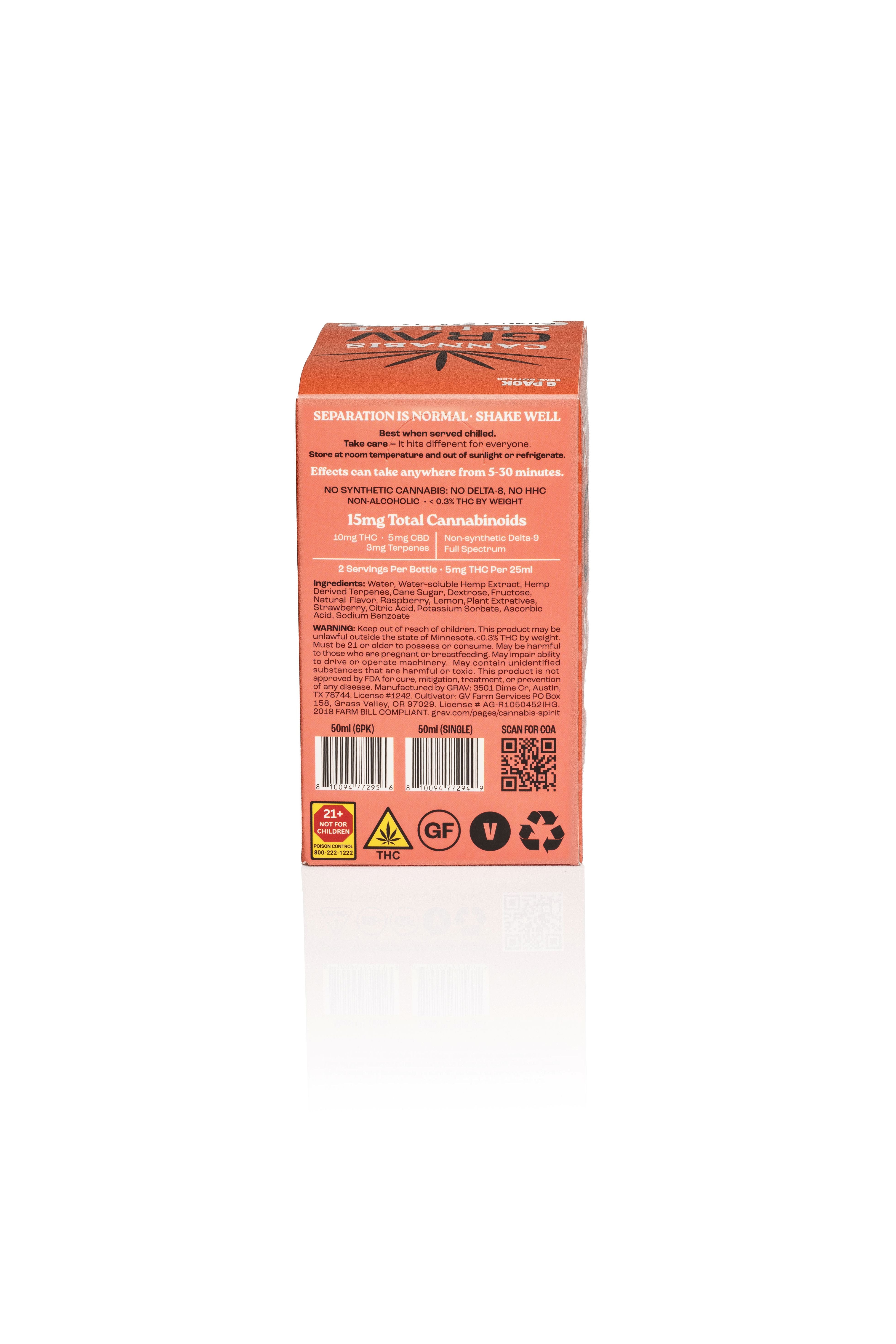 GRAV® Cannabis Spirit 10mg Flavor Shots, 50ml Bottle 6-Pack