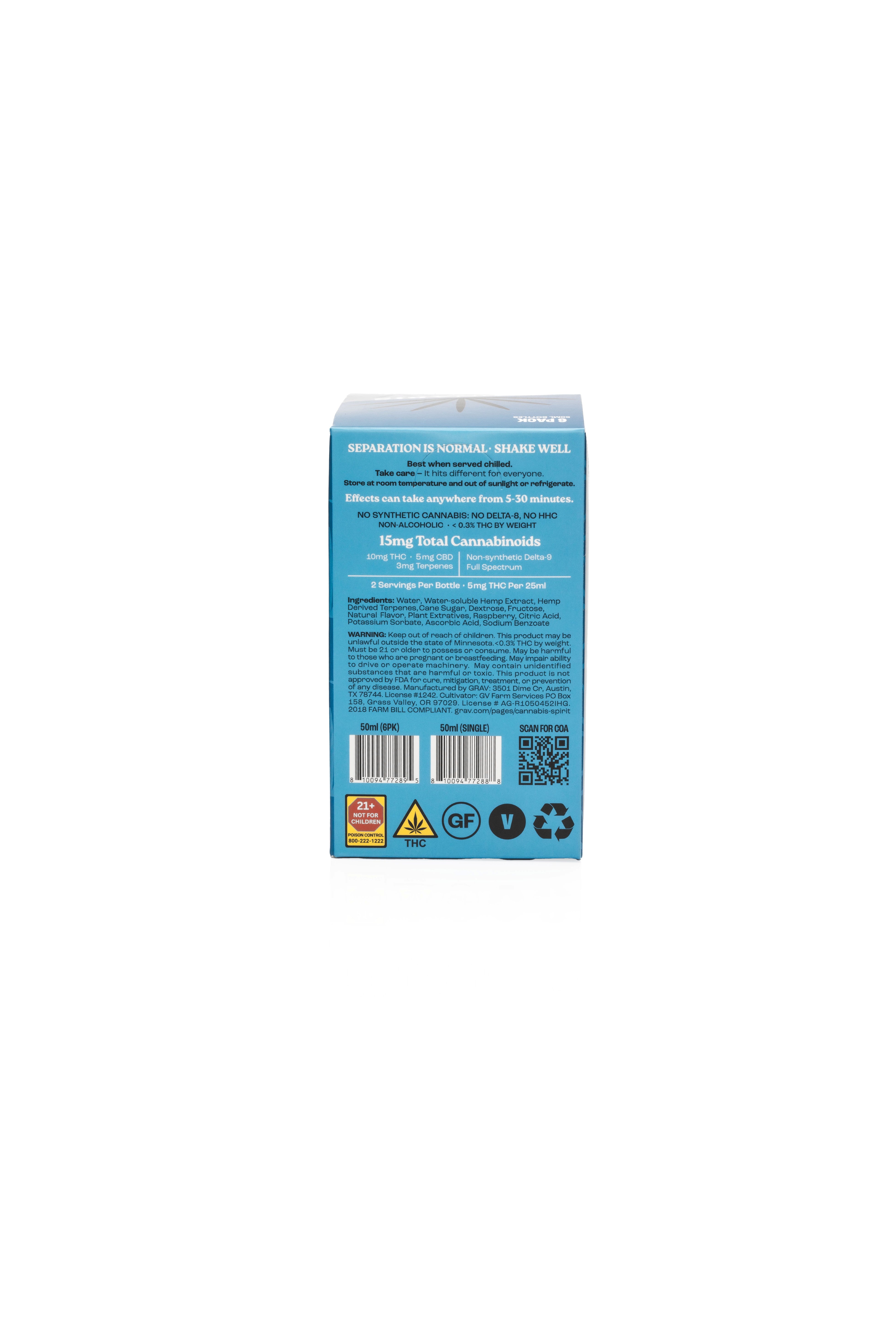 GRAV® Cannabis Spirit 10mg Flavor Shots, 50ml Bottle 6-Pack