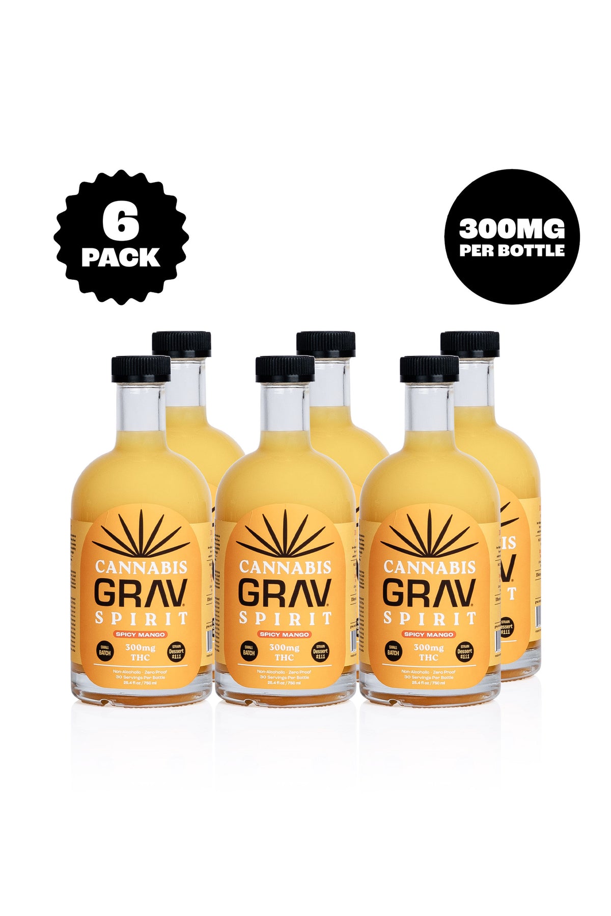GRAV® Cannabis Spirit 300mg, Assorted Flavors, 750ml Bottle 6-Pack