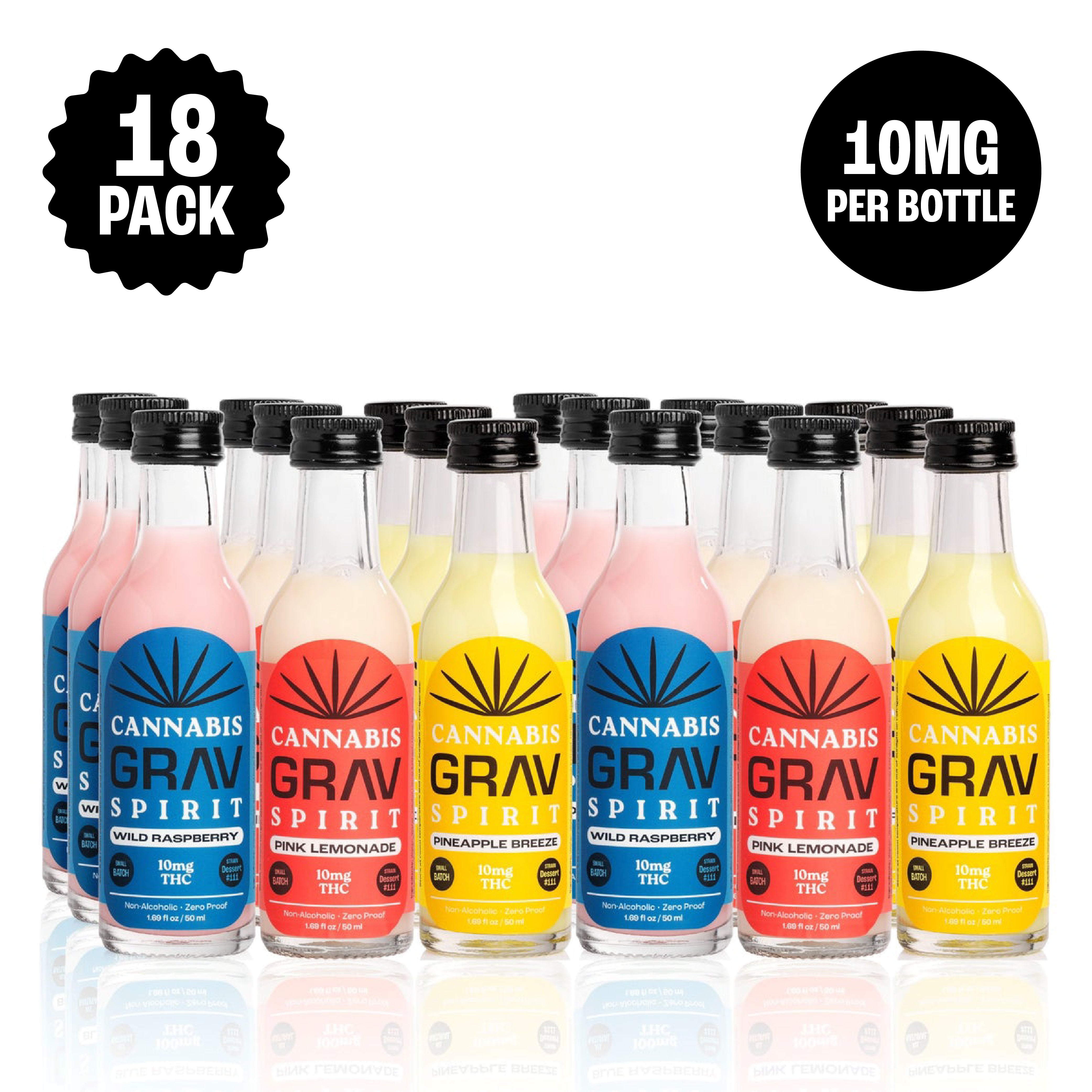 GRAV® Cannabis Spirit 10mg Flavor Shots Variety, 50ml Bottle 18-Pack
