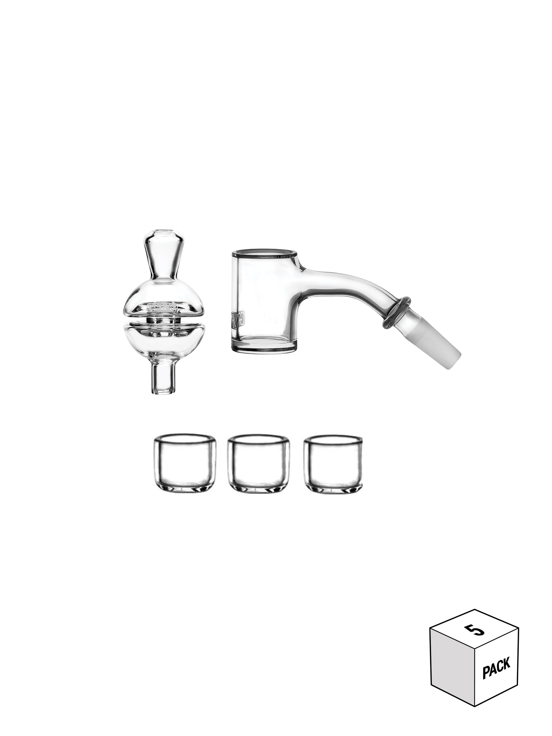 GRAV® 10mm 45deg Seamless Quartz Banger Kit - Pack of 5