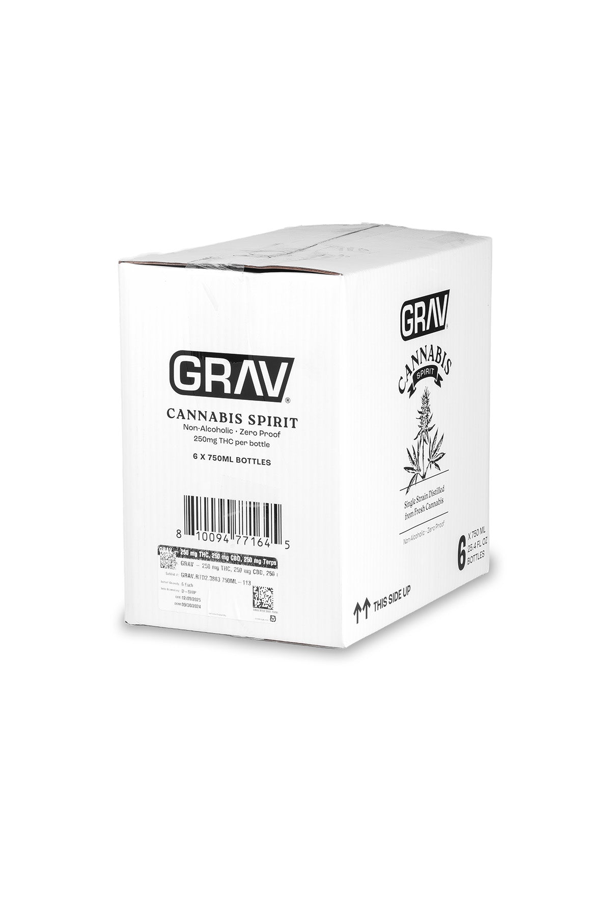 GRAV® Cannabis Spirit, 250mg - 750ml Bottle, 6-Pack