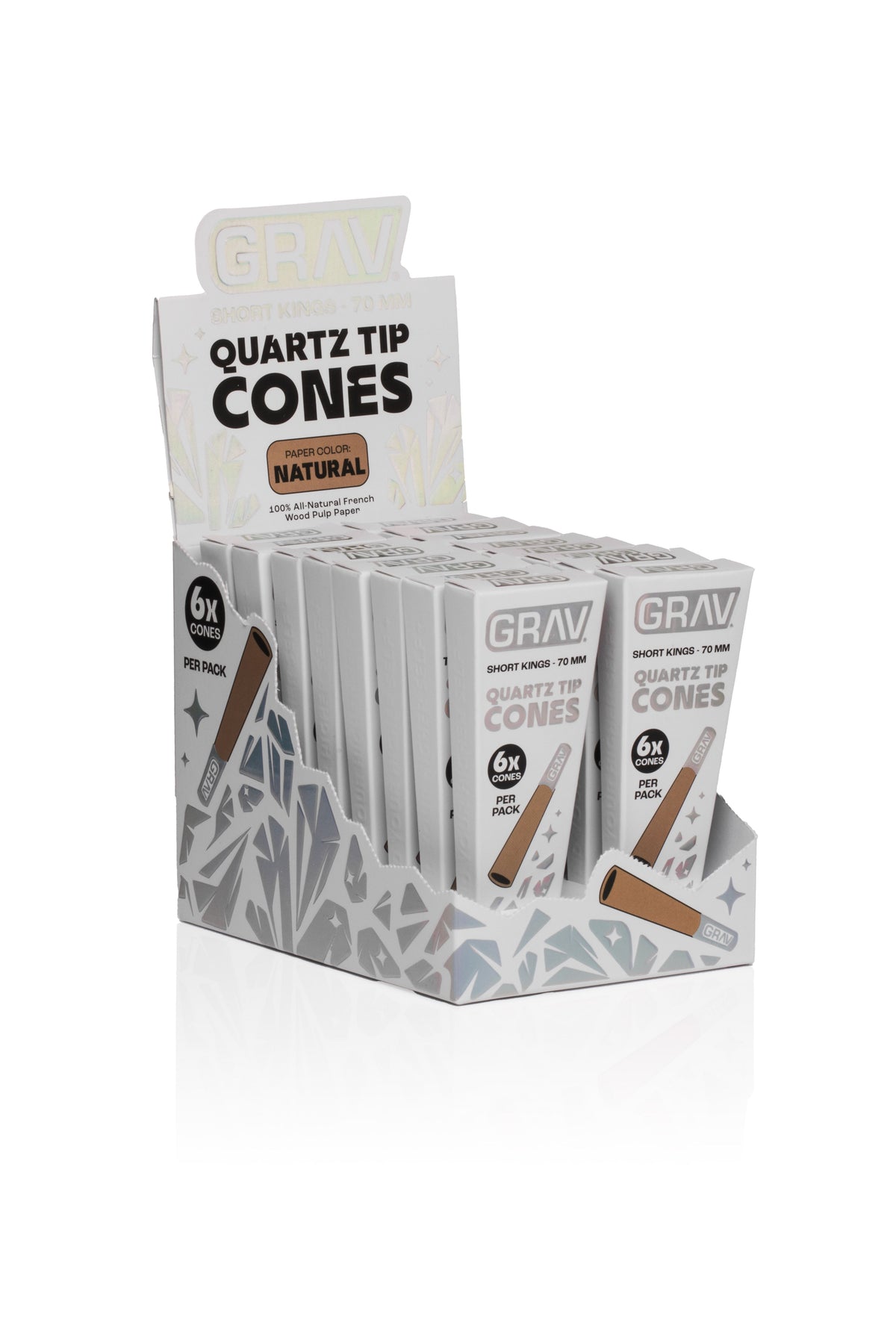 GRAV® Short Kings Quartz Tip Cones - 16 Pack POP Display