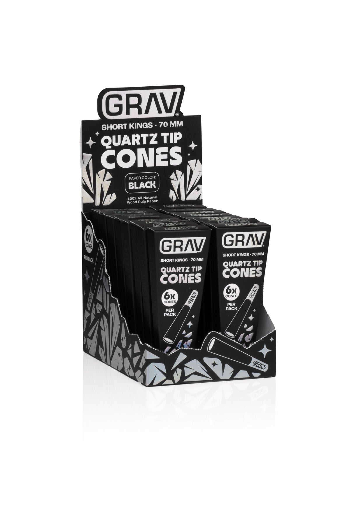 GRAV® Short Kings Quartz Tip Cones - 16 Pack POP Display