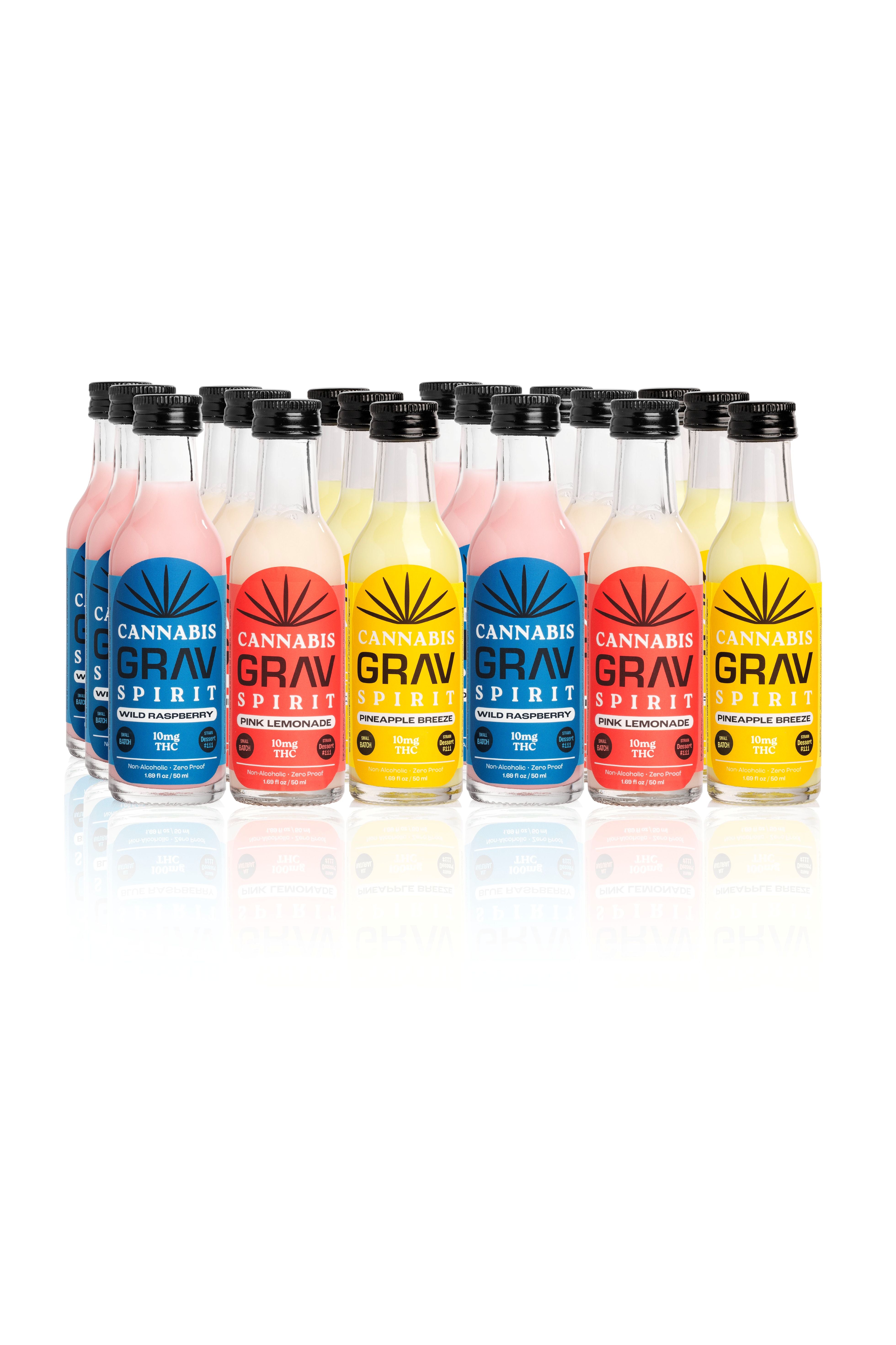 GRAV® Cannabis Spirit 10mg Flavor Shots Variety, 50ml Bottle 18-Pack