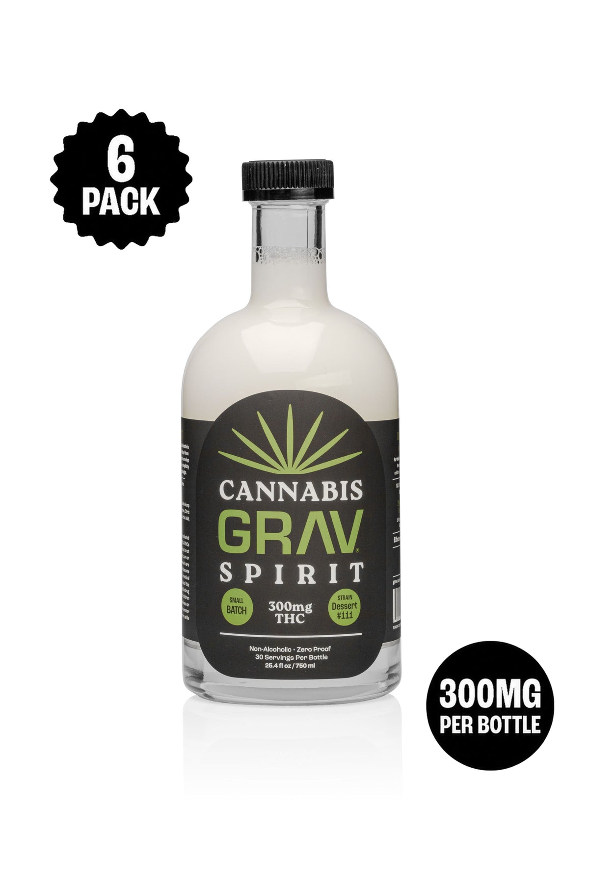 GRAV® Cannabis Spirit 300mg Natural, 750ml Bottle 6-Pack