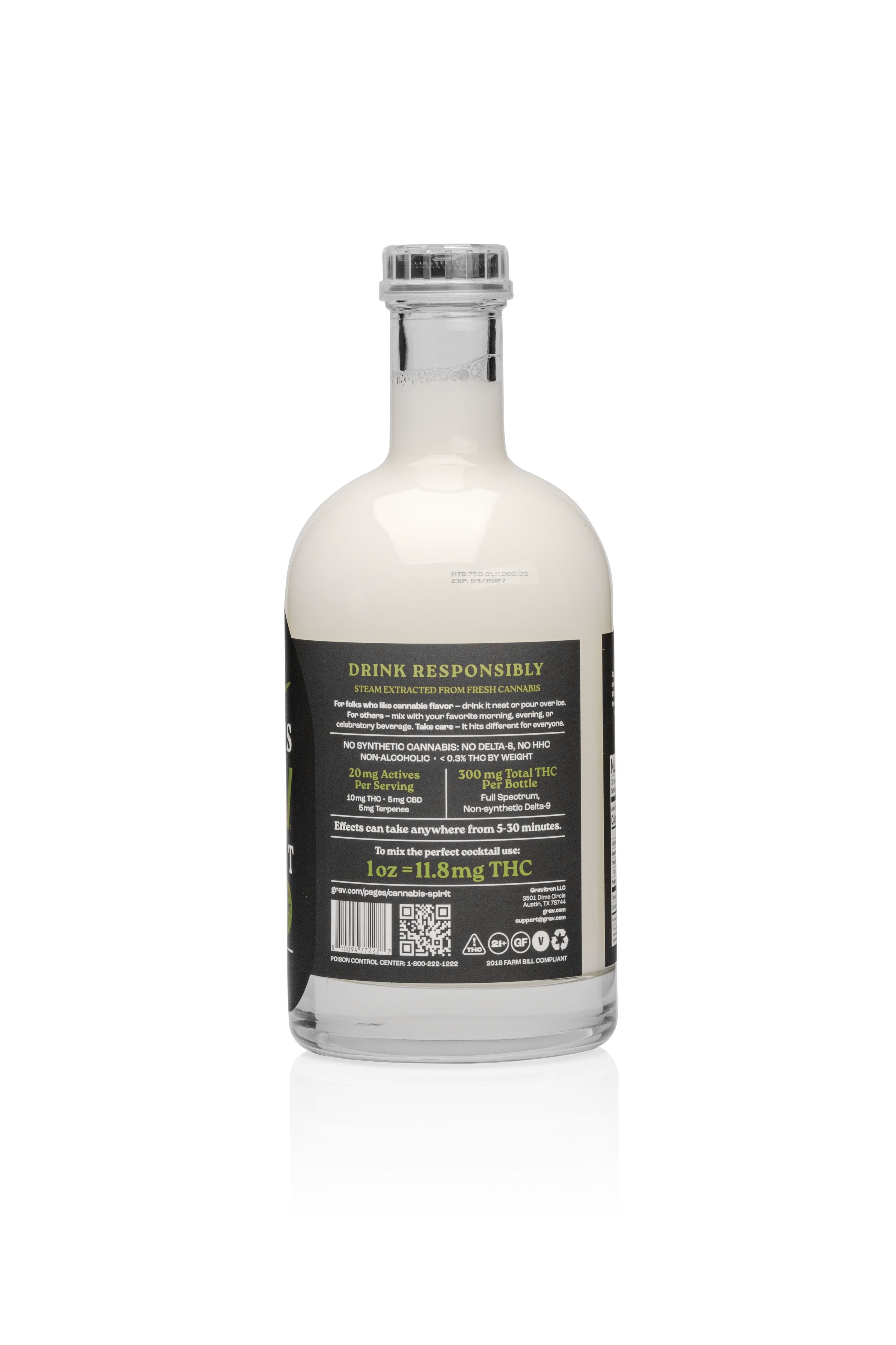 GRAV® Cannabis Spirit 300mg Natural, 750ml Bottle 6-Pack