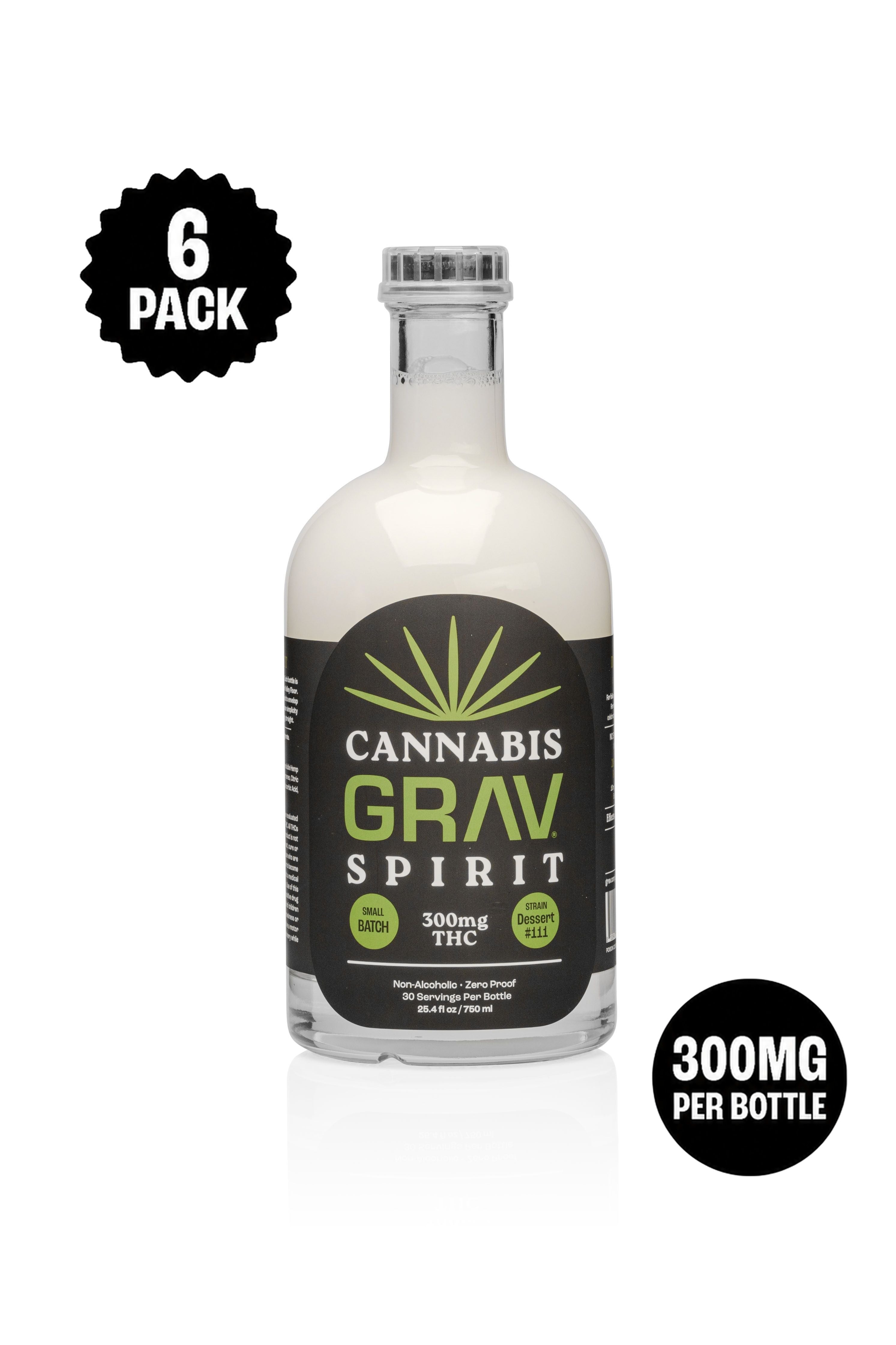 GRAV® Cannabis Spirit 300mg Natural, 750ml Bottle 6-Pack