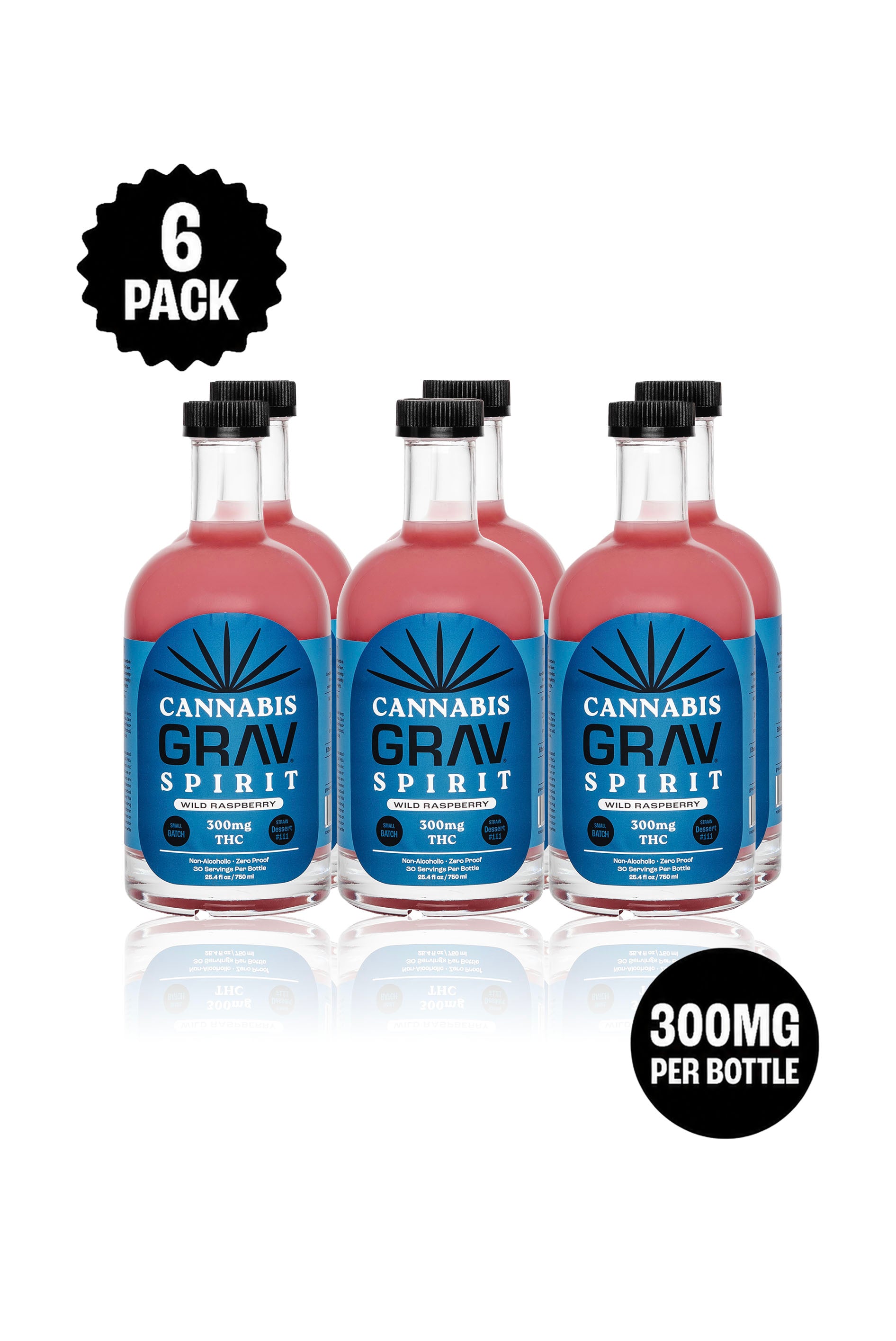 GRAV® Cannabis Spirit 300mg, Assorted Flavors, 750ml Bottle 6-Pack