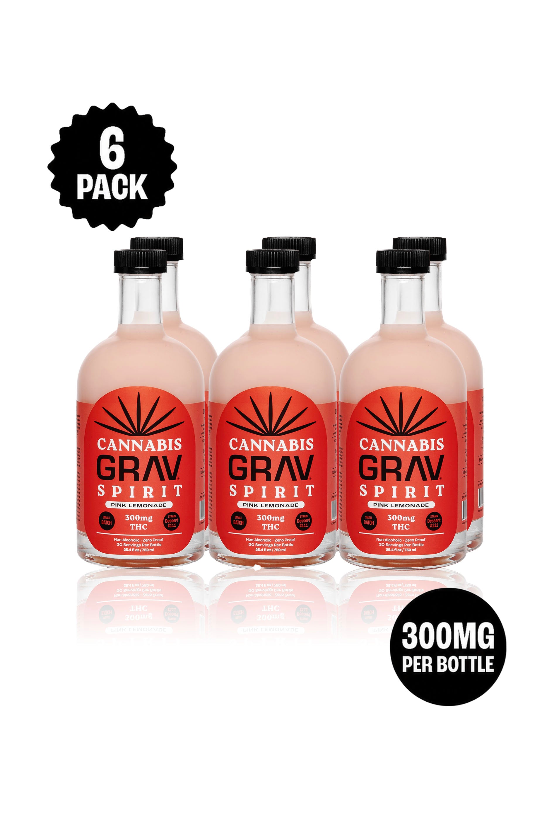 GRAV® Cannabis Spirit 300mg, Assorted Flavors, 750ml Bottle 6-Pack