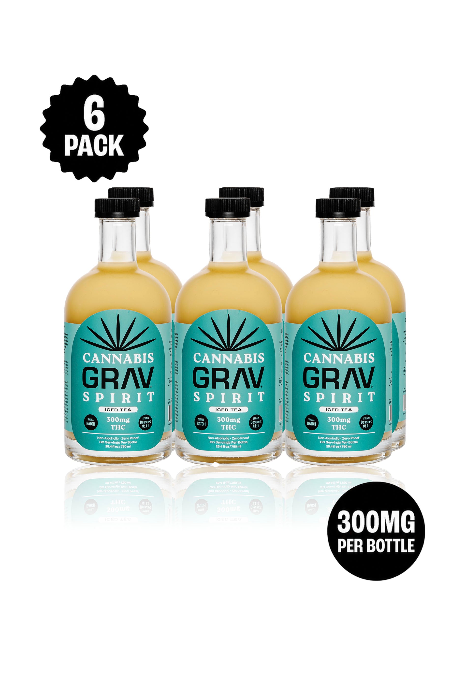 GRAV® Cannabis Spirit 300mg, Assorted Flavors, 750ml Bottle 6-Pack