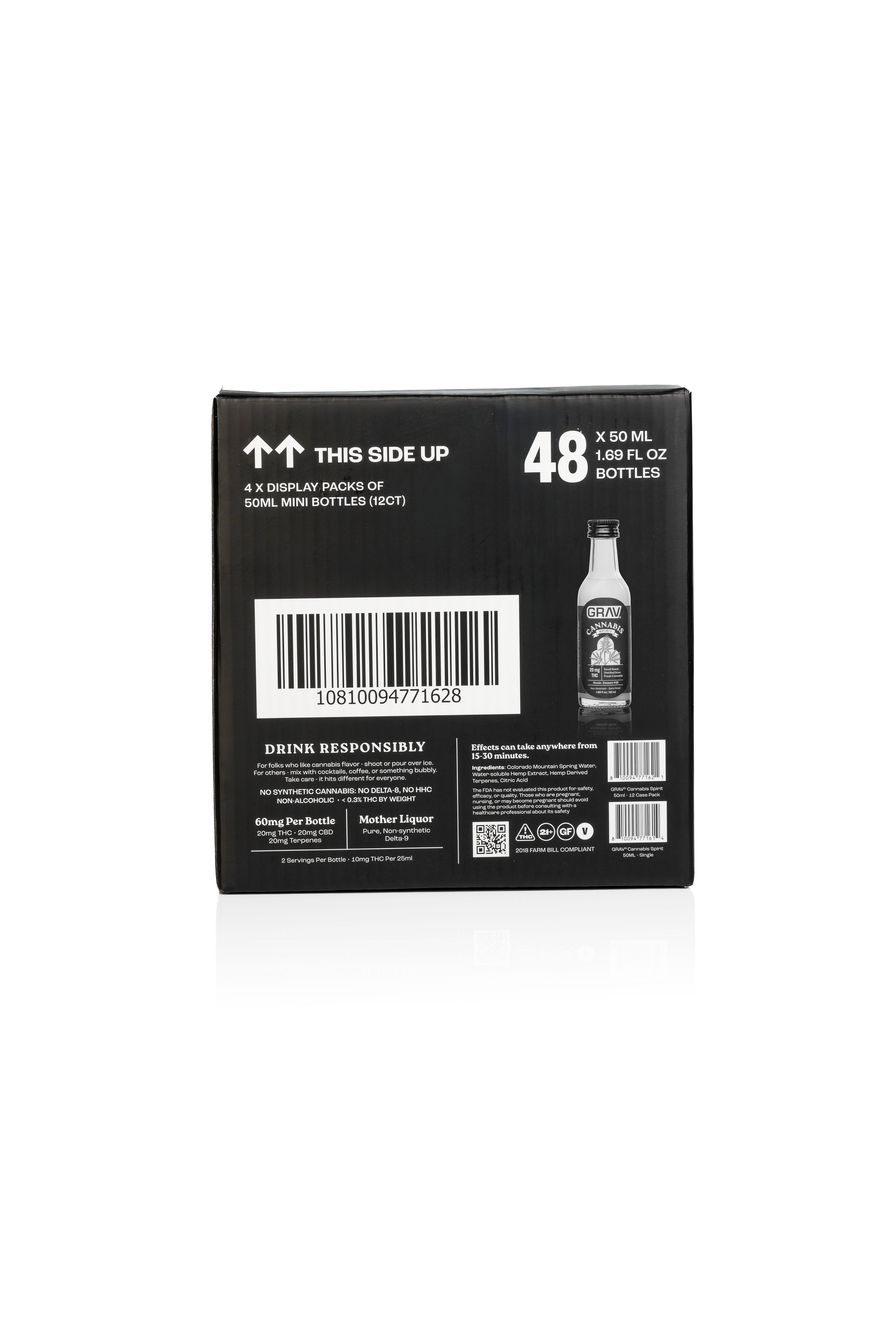 GRAV® Cannabis Spirit 20mg Black Label, 50ml Bottle Master Case 48-Pack
