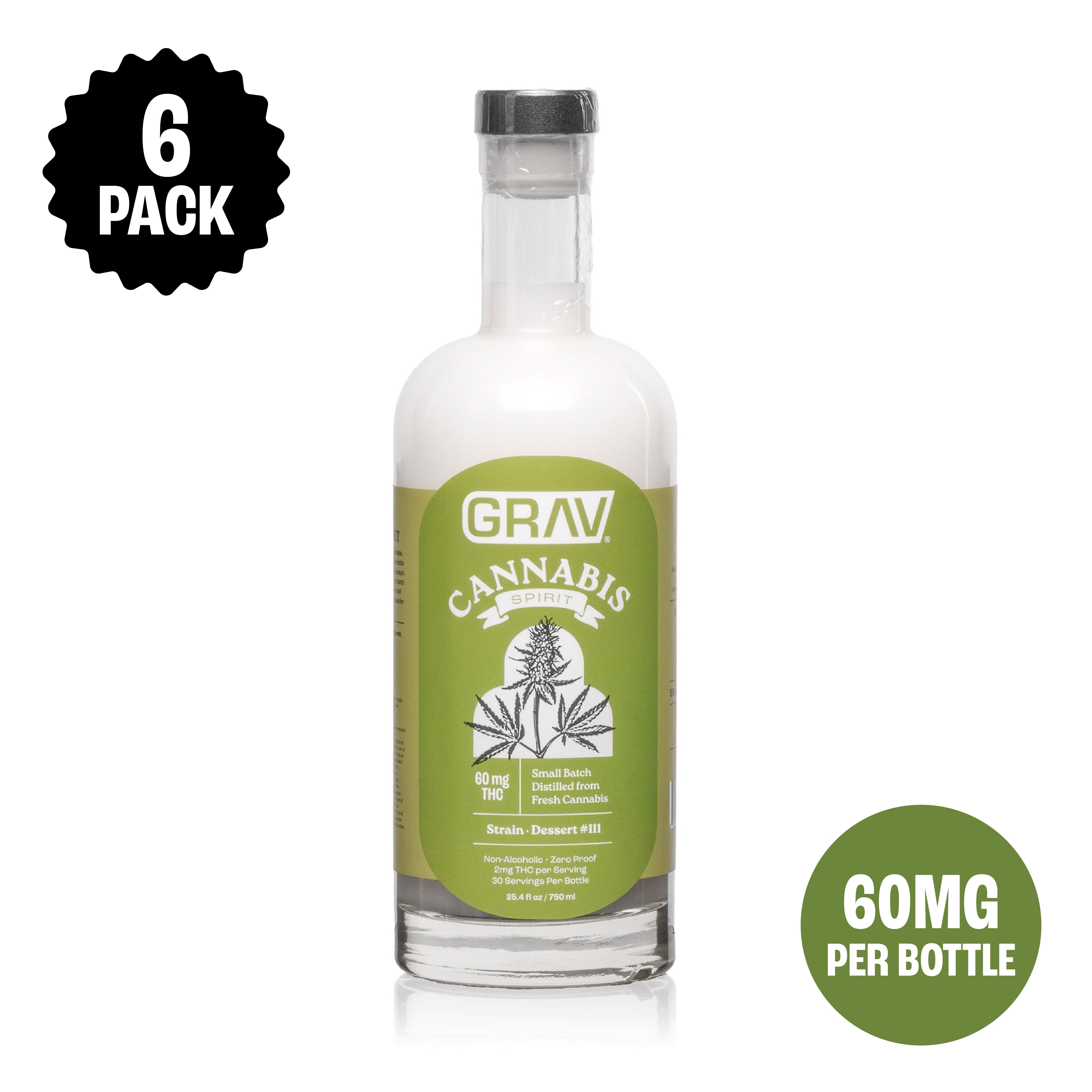 GRAV® Cannabis Spirit 60mg Natural, 750ml Bottle 6-Pack