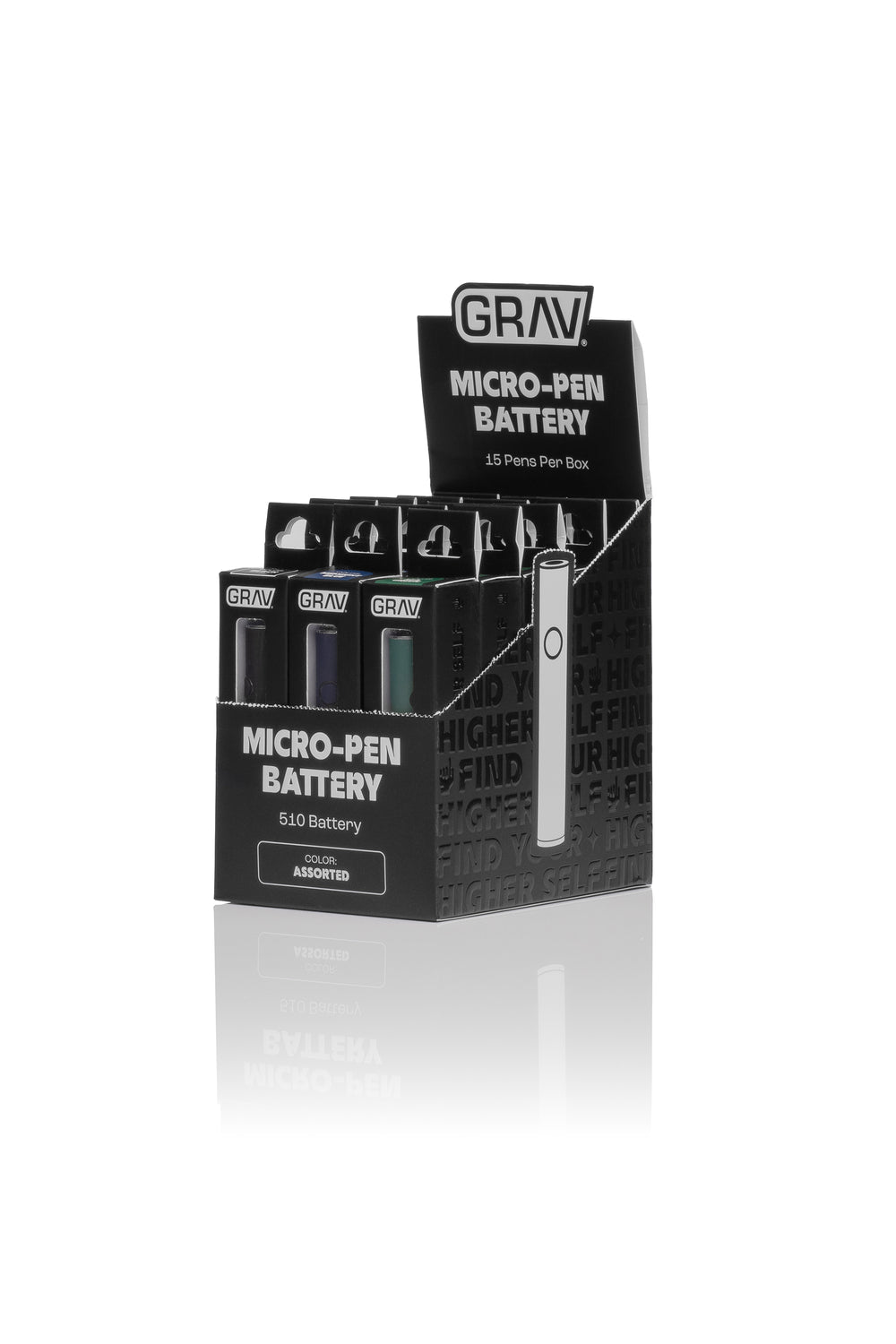 GRAV® Micro-Pen Battery POP Display | 15-Pack Assorted Colors