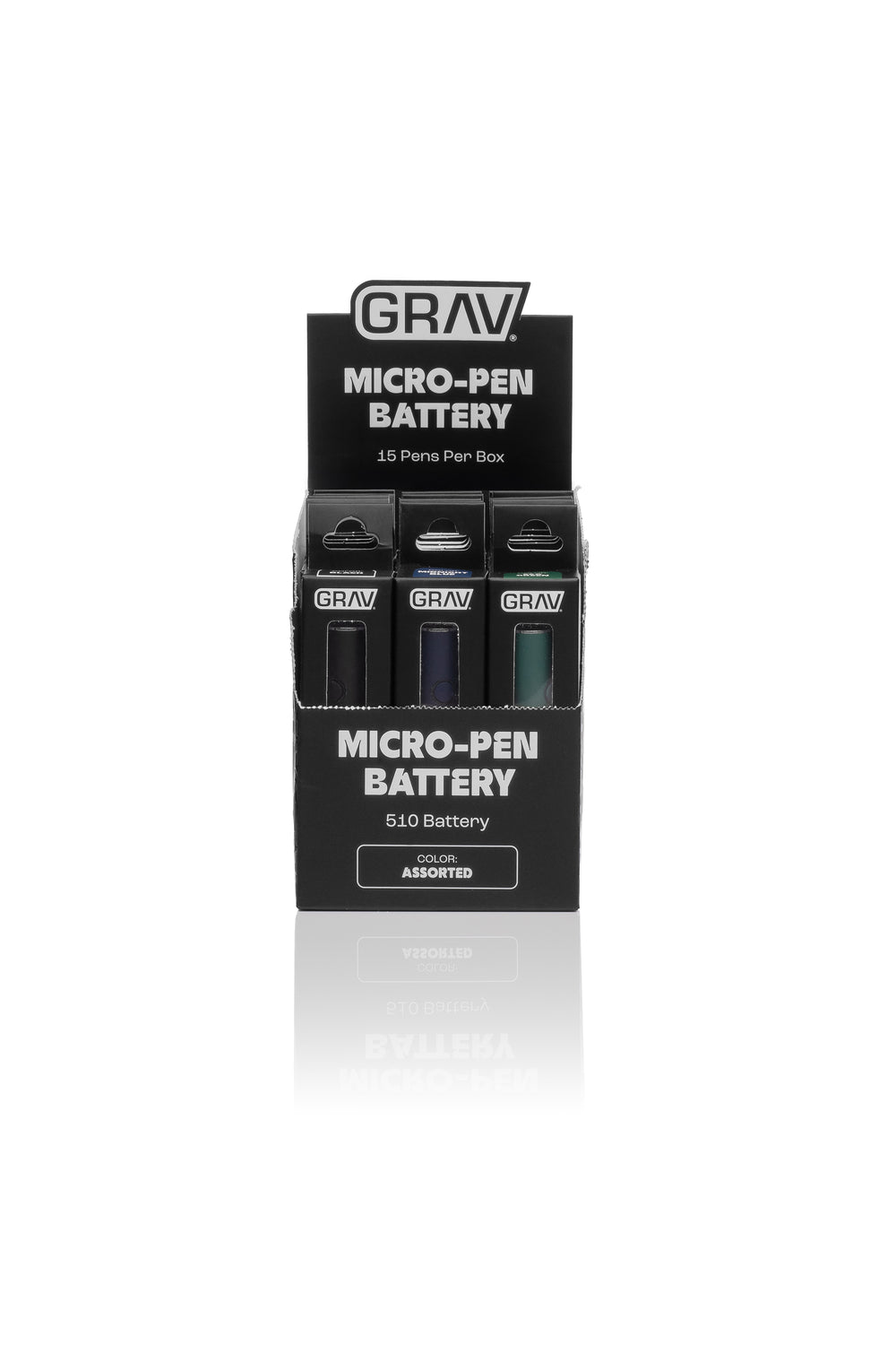 GRAV® Micro-Pen Battery POP Display | 15-Pack Assorted Colors