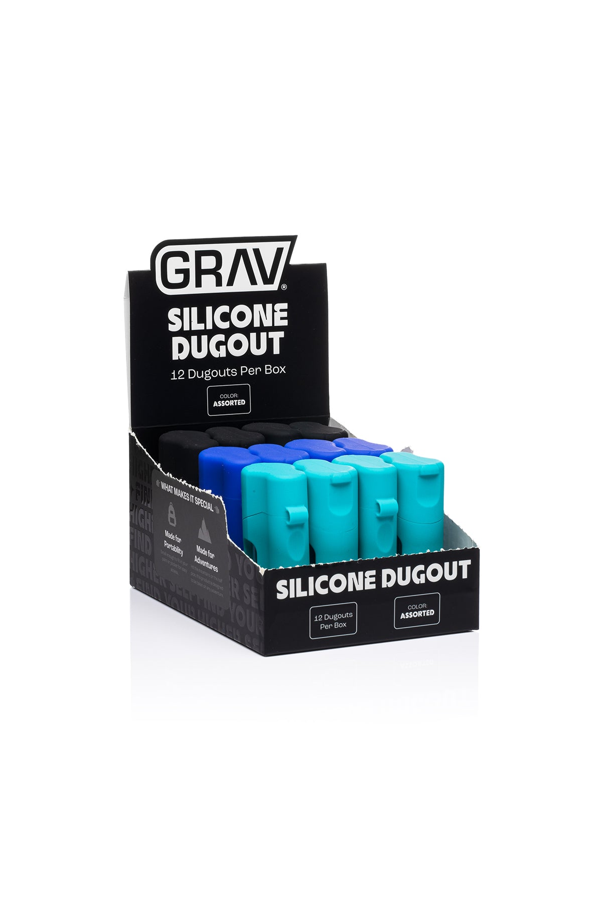 GRAV® Silicone Dugout w/ POP Display, 12 Pack Assorted Colors