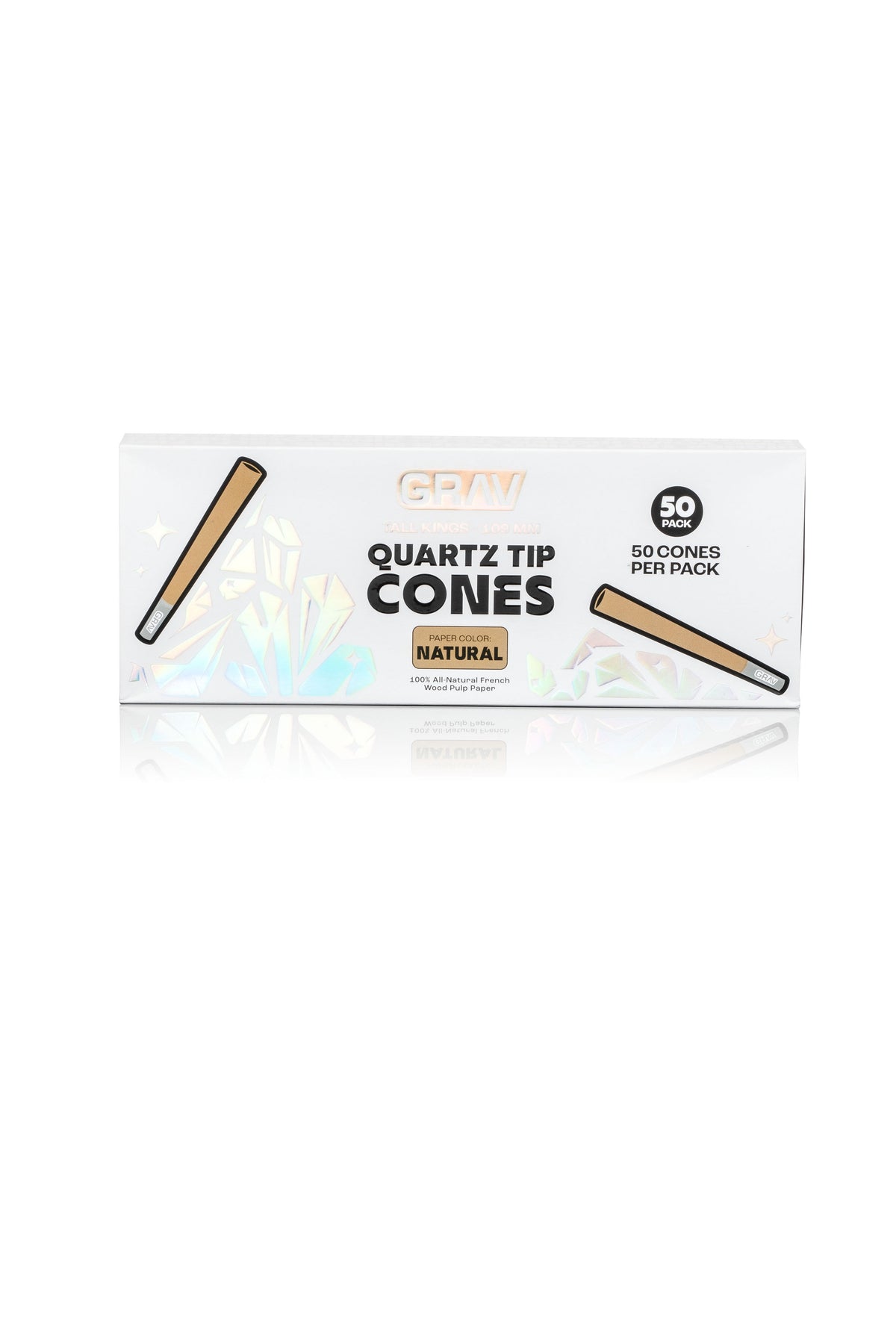 GRAV® Tall Kings Quartz Tip Cones, 50-piece Pack