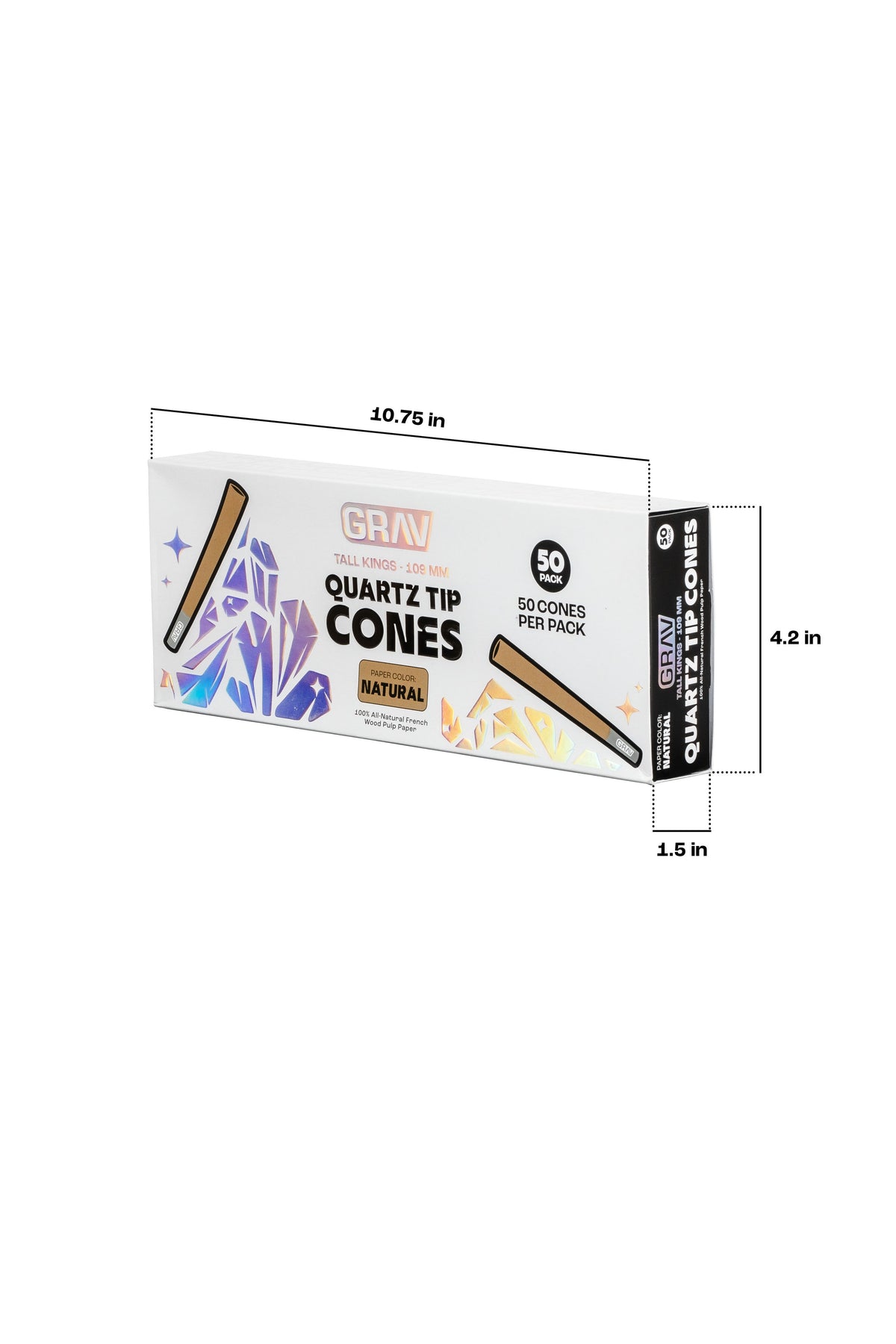 GRAV® Tall Kings Quartz Tip Cones, 50-piece Pack