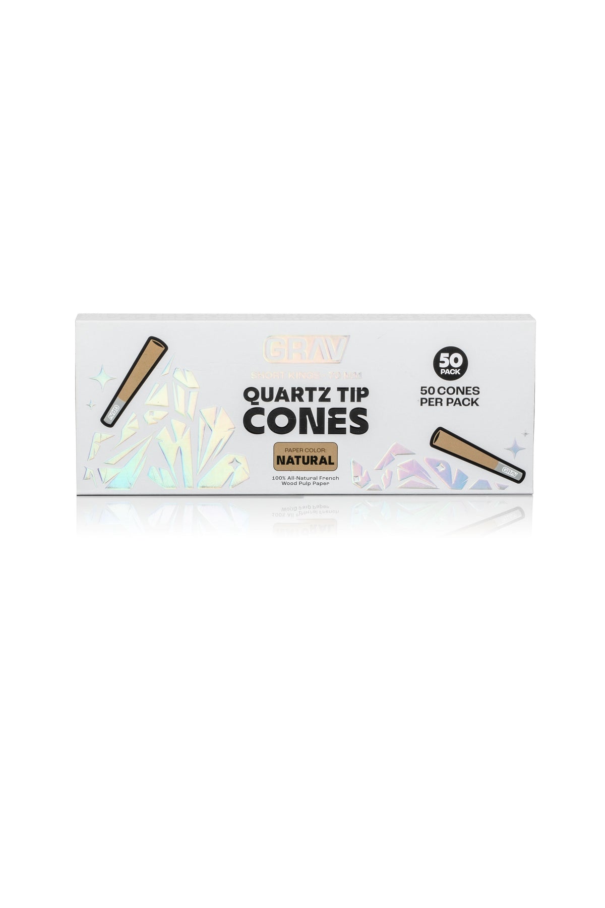 GRAV® Short Kings Quartz Tip Cones, 50-piece Pack
