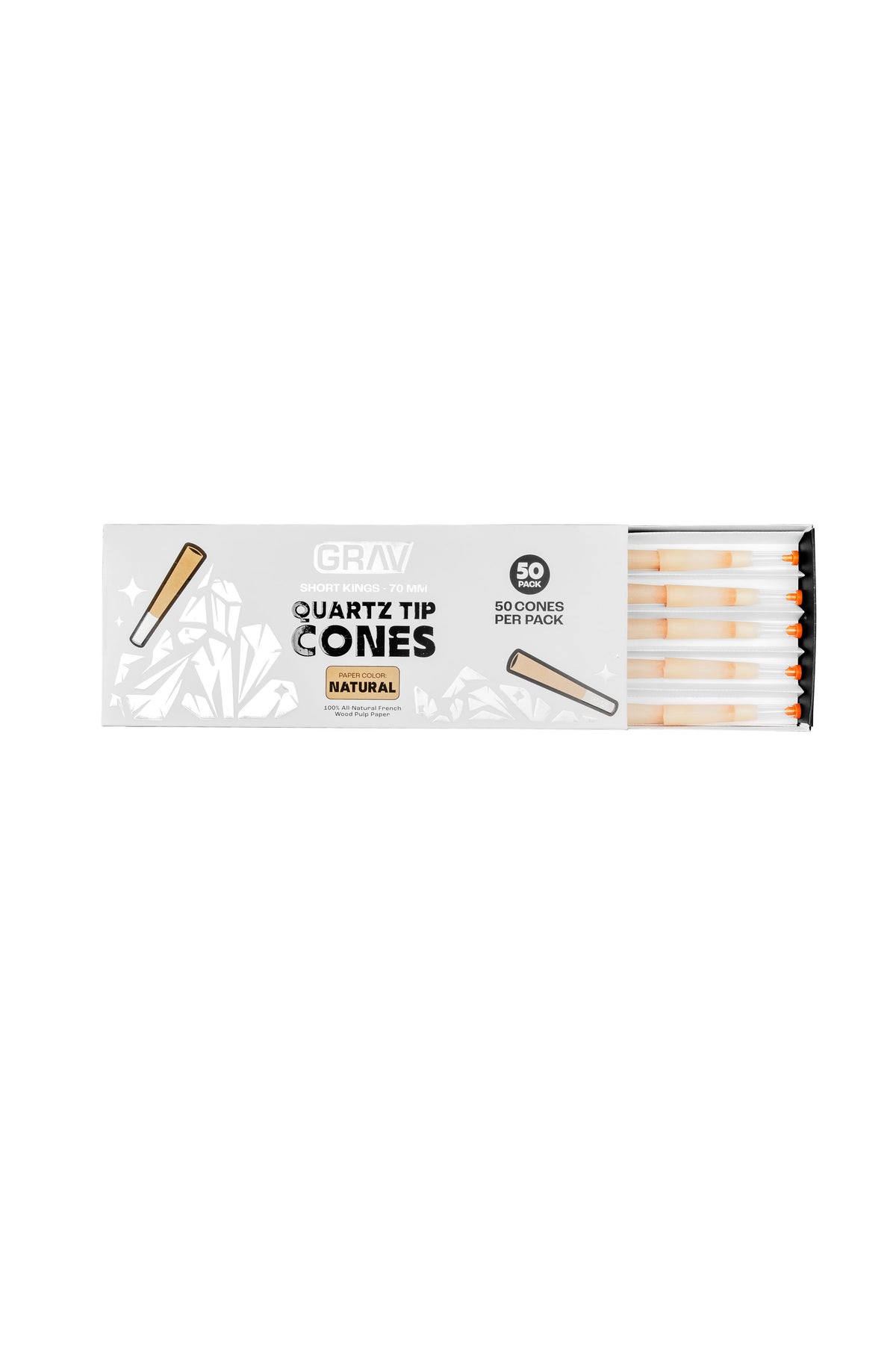 GRAV® Short Kings Quartz Tip Cones, 50-piece Pack