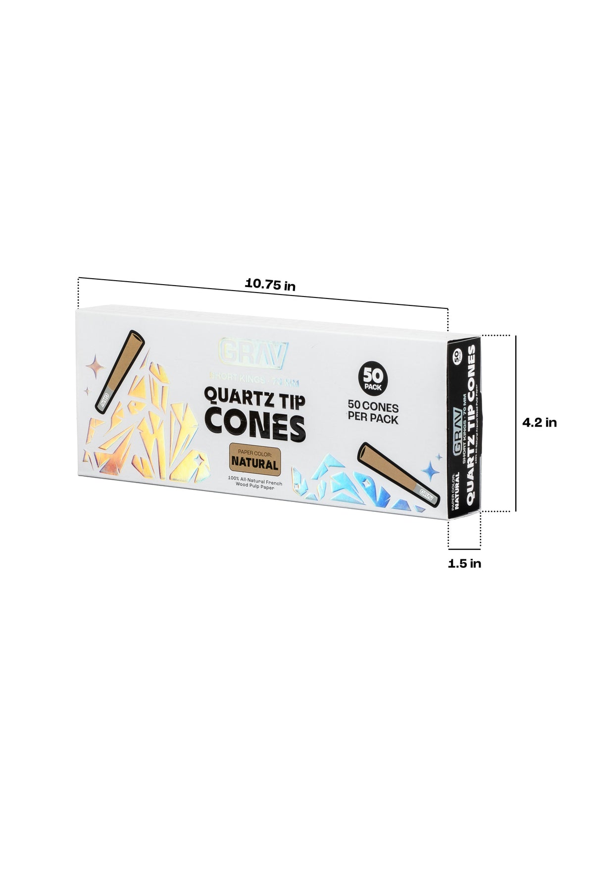 GRAV® Short Kings Quartz Tip Cones, 50-piece Pack