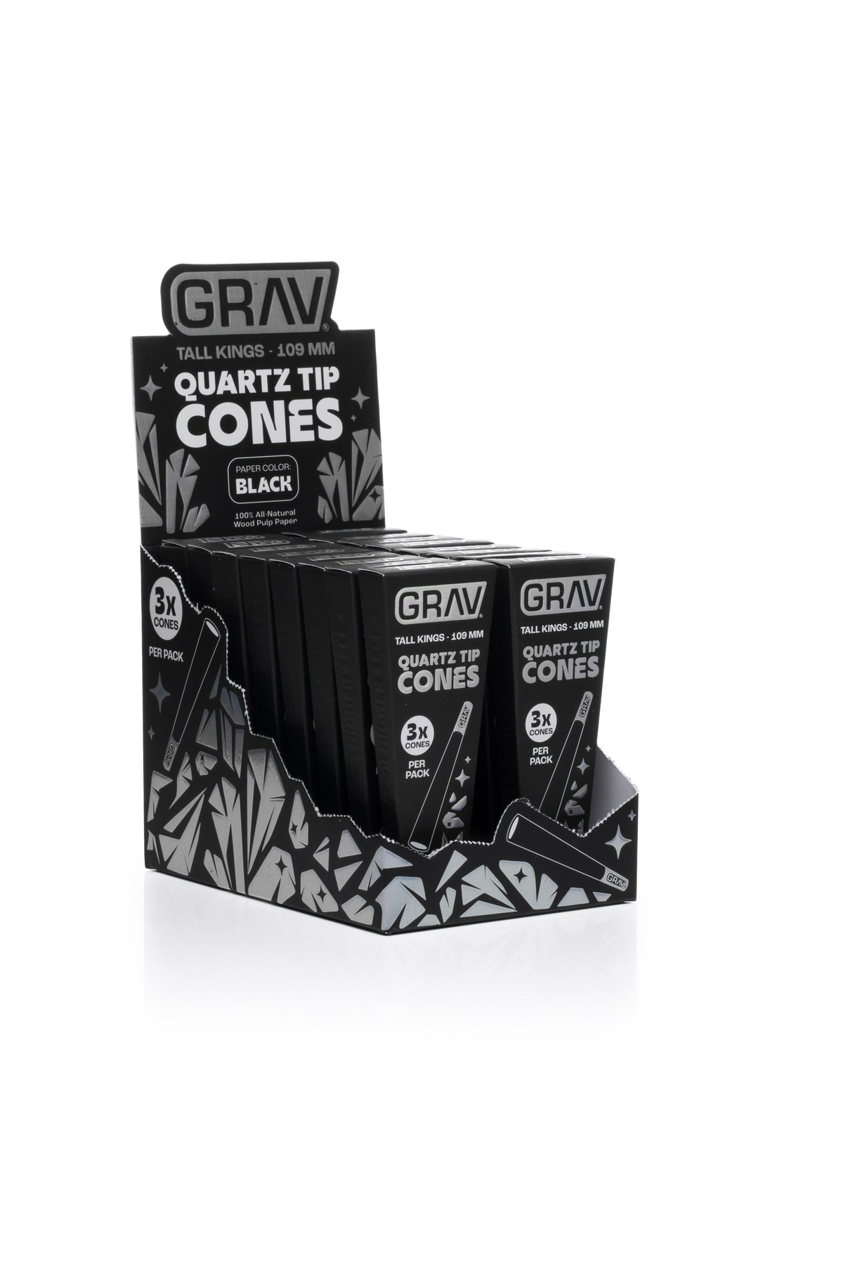 GRAV® Tall Kings Quartz Tip Cones - 16 Pack POP Display