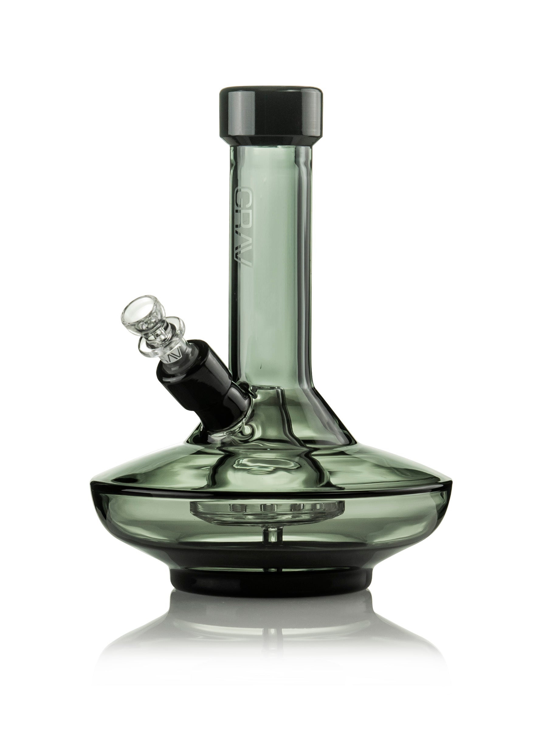 GRAV® Small Wide Base Water Pipe in Smoke with Black Accents